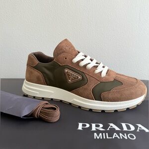 PRADA Suede Panelled Low-Top Sneakers SIZE UK9/US10/EU43